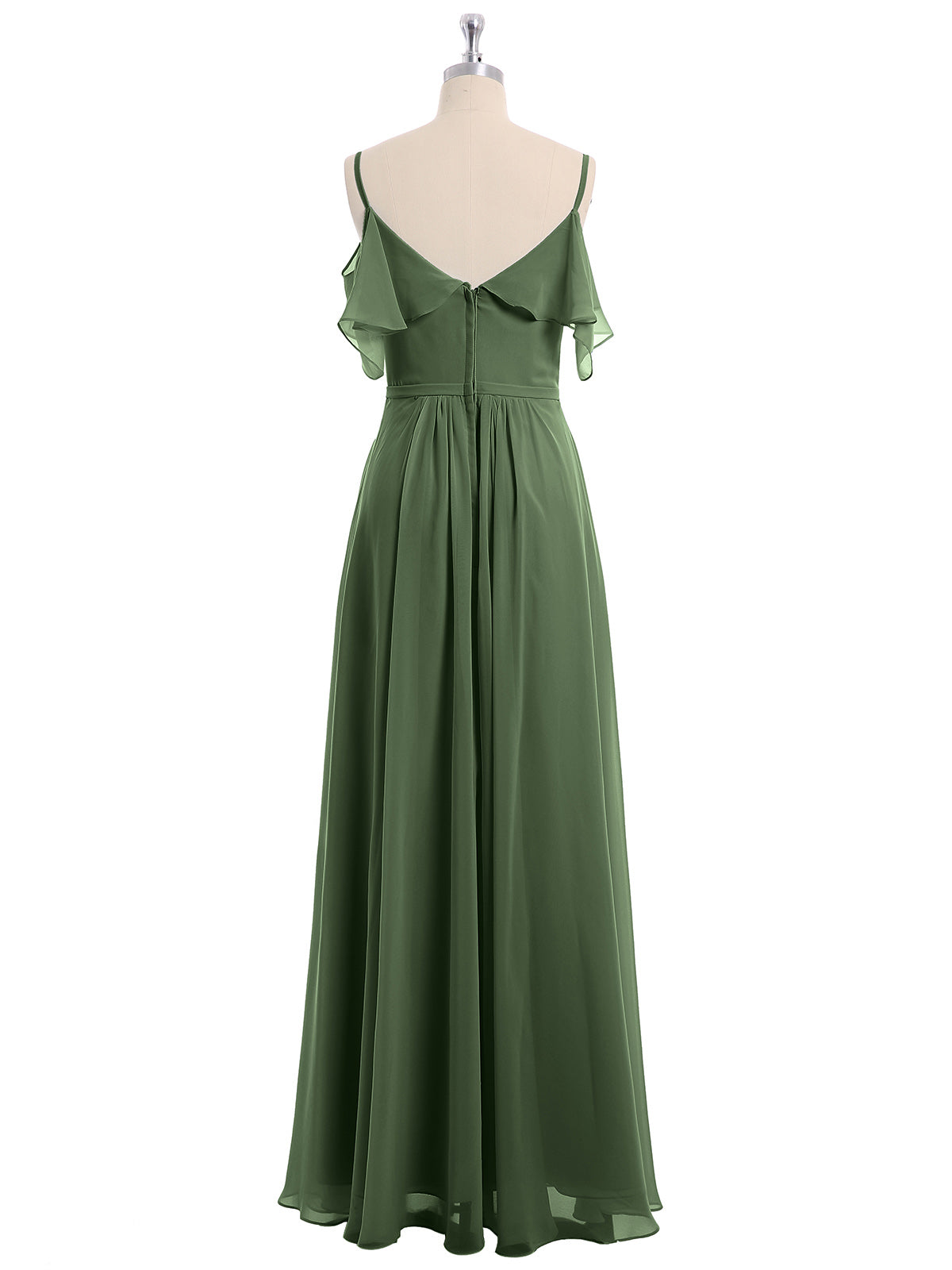 Vestidos de dama de honor con hombros descubiertos y tirantes finos Verde Oliva Tallas Grandes