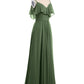 Vestidos de dama de honor con hombros descubiertos y tirantes finos Verde Oliva Tallas Grandes