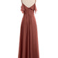 Vestidos de dama de honor con hombros descubiertos y tirantes finos Terracota Tallas Grandes