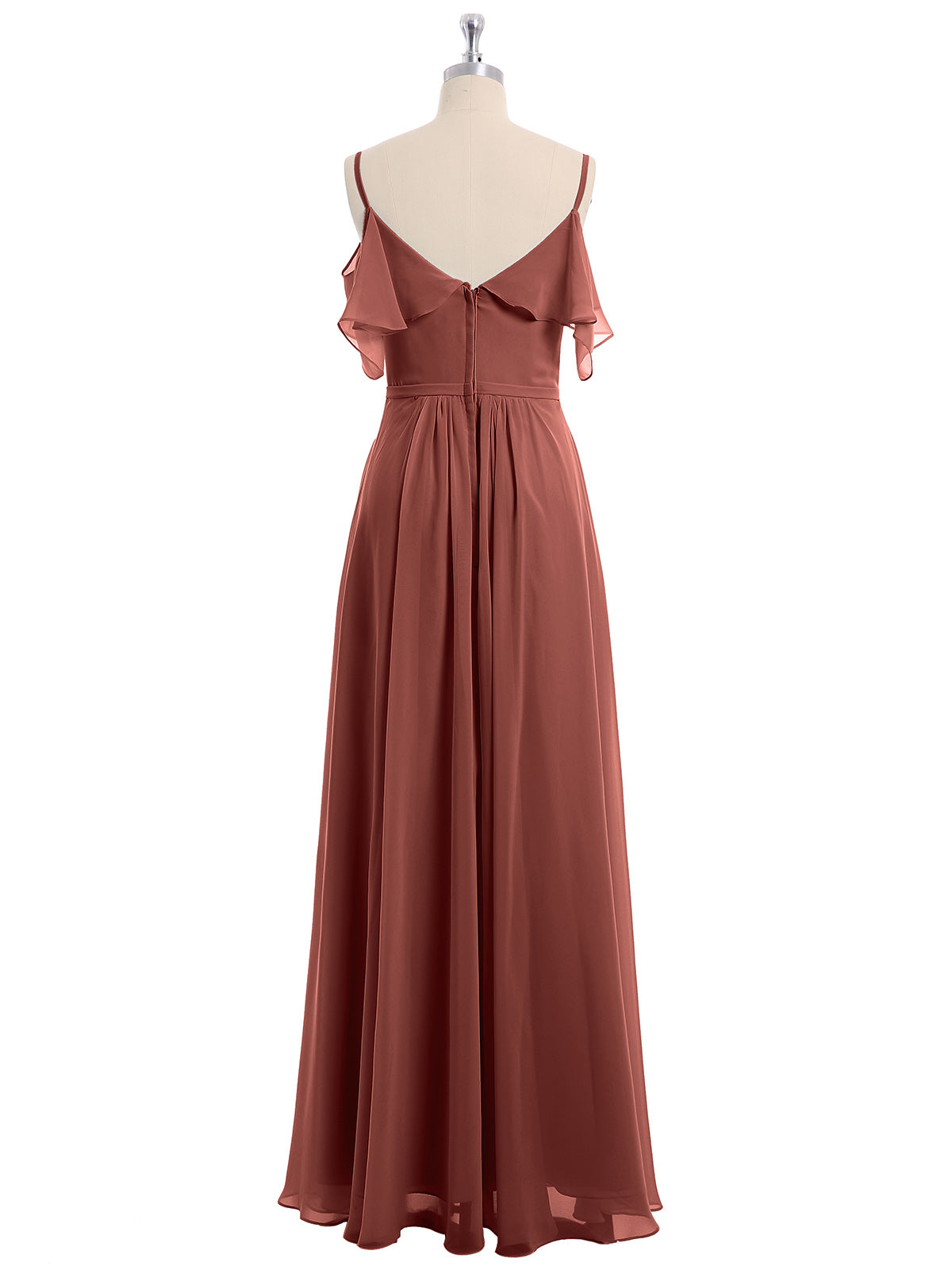 Vestidos de dama de honor con hombros descubiertos y tirantes finos Terracota Tallas Grandes