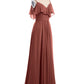 Vestidos de dama de honor con hombros descubiertos y tirantes finos Terracota Tallas Grandes