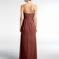 Vestido maxi simple de chiffon con escote en V y tirantes finos Terracota