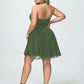 Natividad Cabestro Escote En V Gasa Corto Vestidos De Dama De Honor Verde Oliva Tallas Grandes