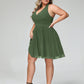 Natividad Cabestro Escote En V Gasa Corto Vestidos De Dama De Honor Verde Oliva Tallas Grandes