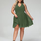 Natividad Cabestro Escote En V Gasa Corto Vestidos De Dama De Honor Verde Oliva Tallas Grandes