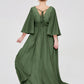Vestidos de chiffon con escote en V profundo y abertura Verde Oliva Tallas Grandes