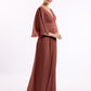 Vestidos de chiffon con escote en V profundo y abertura Terracota