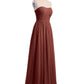 Vestidos largos de dama de honor de chiffon sin tirantes Terracota