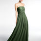 Vestido de chiffon estilo imperio sin tirantes con bolsillos Verde Oliva Tallas Grandes