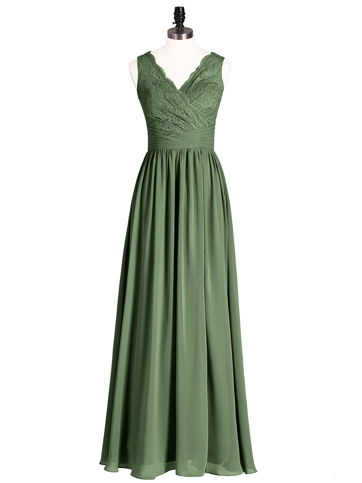 Novia Escote En V Y Encaje Vestido Con Apertura Verde Oliva Tallas Grandes