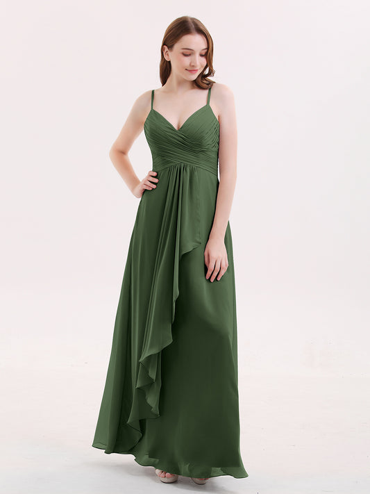 Octavia Gasa Vestidos De Dama De Honor Con Falda En Cascada Verde Oliva Tallas Grandes