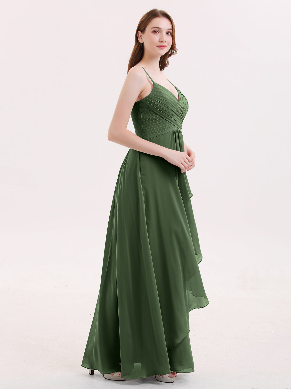 Octavia Gasa Vestidos De Dama De Honor Con Falda En Cascada Verde Oliva Tallas Grandes