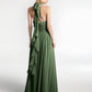 Odelette Cabestro Gasa Vestidos Con Falda En Cascada Verde Oliva Tallas Grandes