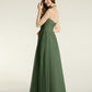Vestidos de tul con escote ilusión y cintura cruzada Verde Oliva Tallas Grandes