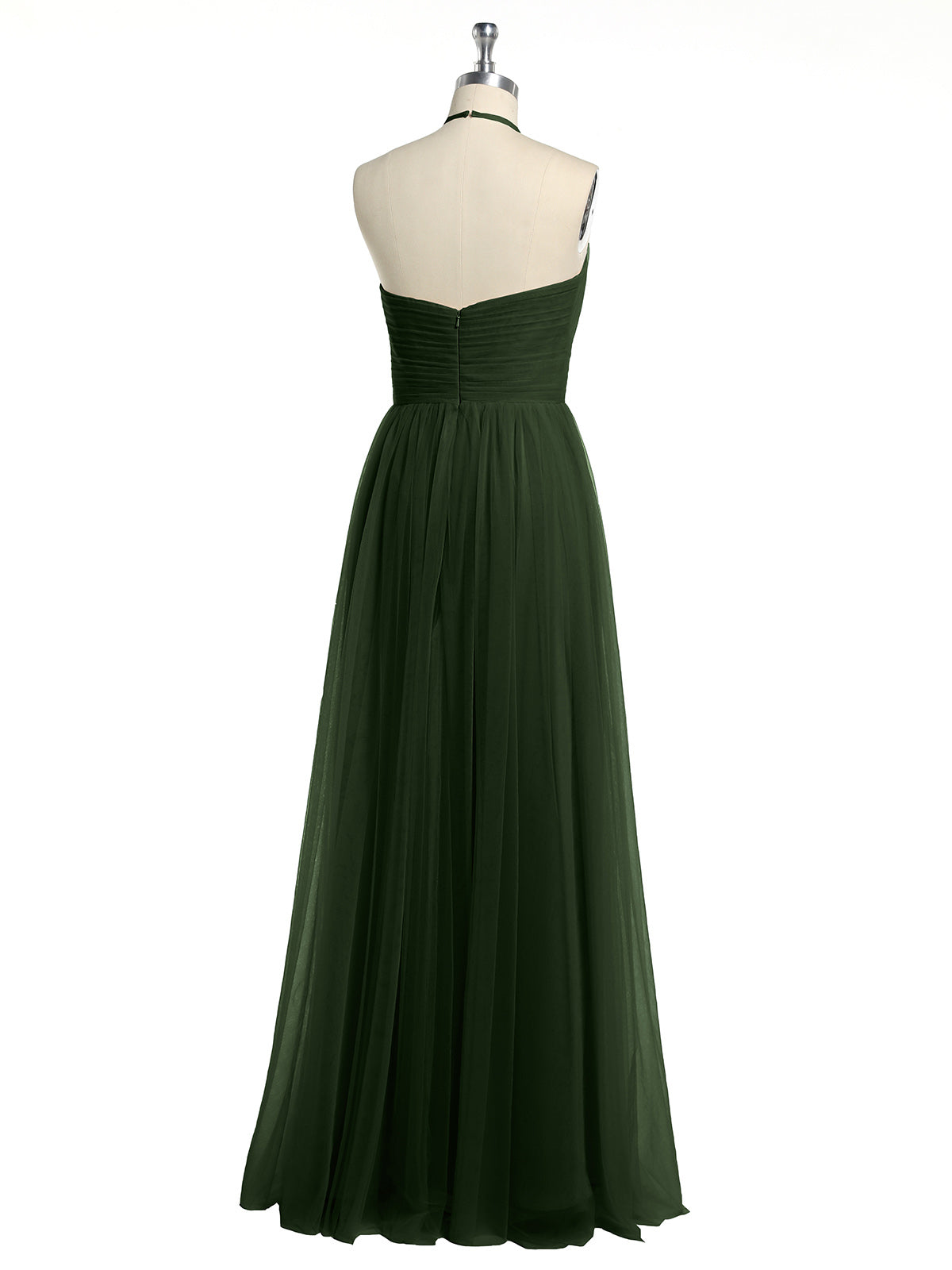 Vestidos de tul con escote ilusión y cintura cruzada Verde Oliva Tallas Grandes