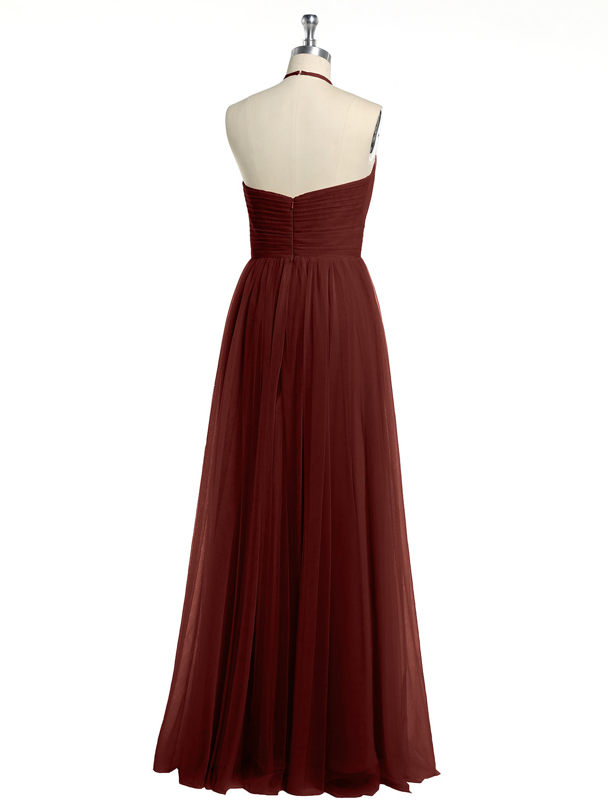 Vestidos de tul con escote ilusión y cintura cruzada Terracota Tallas Grandes