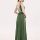 Ophelia Lentejuelas Y Gasa Vestido Con Apertura Verde Oliva Tallas Grandes