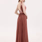 Ophelia Lentejuelas Y Gasa Vestido Con Apertura Terracota