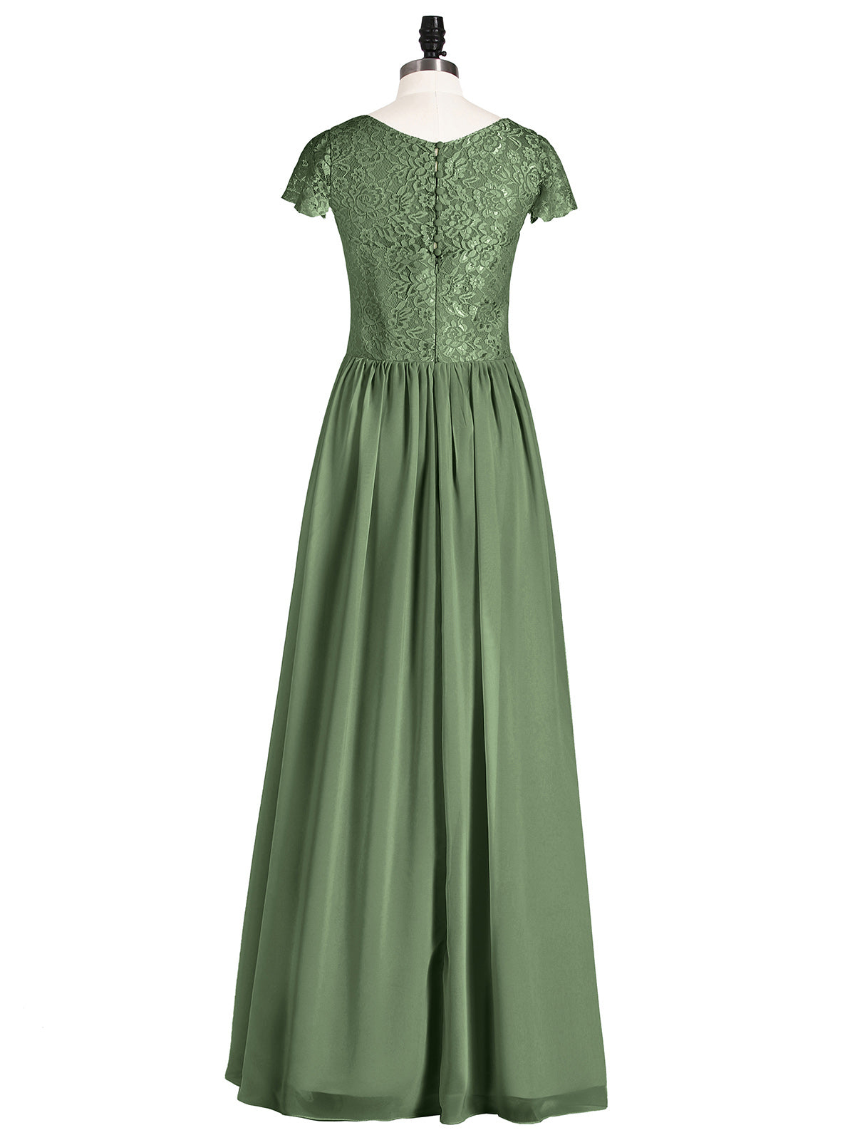 Pearl Largos Vestidos De Dama De Honor Con Mangas De La Tapa Verde Oliva