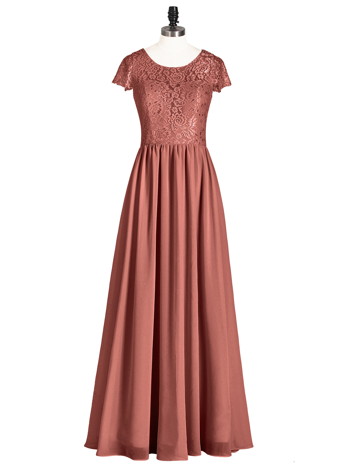 Pearl Largos Vestidos De Dama De Honor Con Mangas De La Tapa Terracota