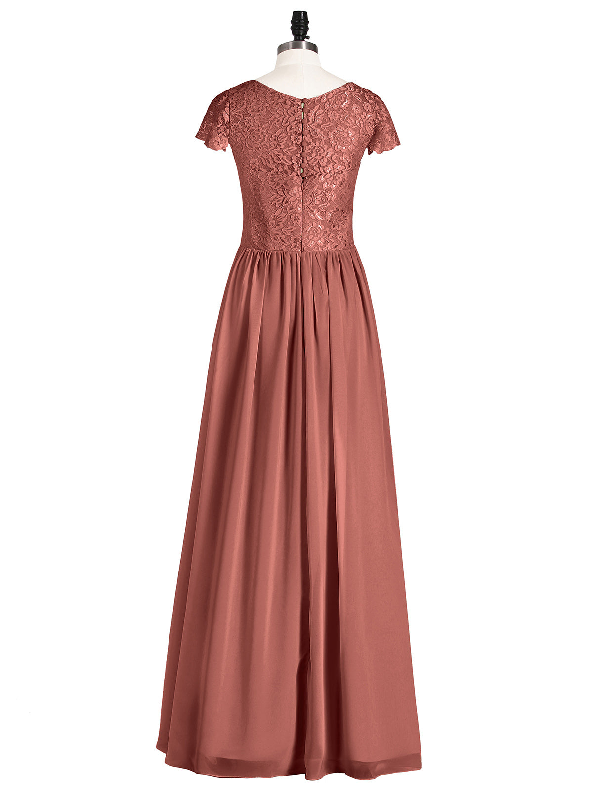 Pearl Largos Vestidos De Dama De Honor Con Mangas De La Tapa Terracota