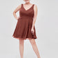 Penelope Escote En V Gasa Corto Vestido De Dama De Honor Terracota Tallas Grandes