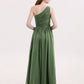 Phoenix Un Hombro Gasa Y Encaje Vestido De Dama De Honor Verde Oliva Tallas Grandes