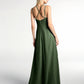 Vestido maxi de chiffon con tirantes dobles y cruzados en la espalda Verde Oliva Tallas Grandes