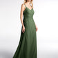 Vestido maxi de chiffon con tirantes dobles y cruzados en la espalda Verde Oliva Tallas Grandes