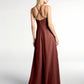 Vestido maxi de chiffon con tirantes dobles y cruzados en la espalda Terracota Tallas Grandes