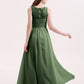 Poppy Corto Vestido De Dama De Honor Hasta La Rodilla Con Escote En V Verde Oliva Tallas Grandes