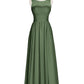 Poppy Corto Vestido De Dama De Honor Hasta La Rodilla Con Escote En V Verde Oliva Tallas Grandes