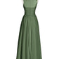 Poppy Corto Vestido De Dama De Honor Hasta La Rodilla Con Escote En V Verde Oliva Tallas Grandes