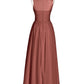 Poppy Corto Vestido De Dama De Honor Hasta La Rodilla Con Escote En V Terracota