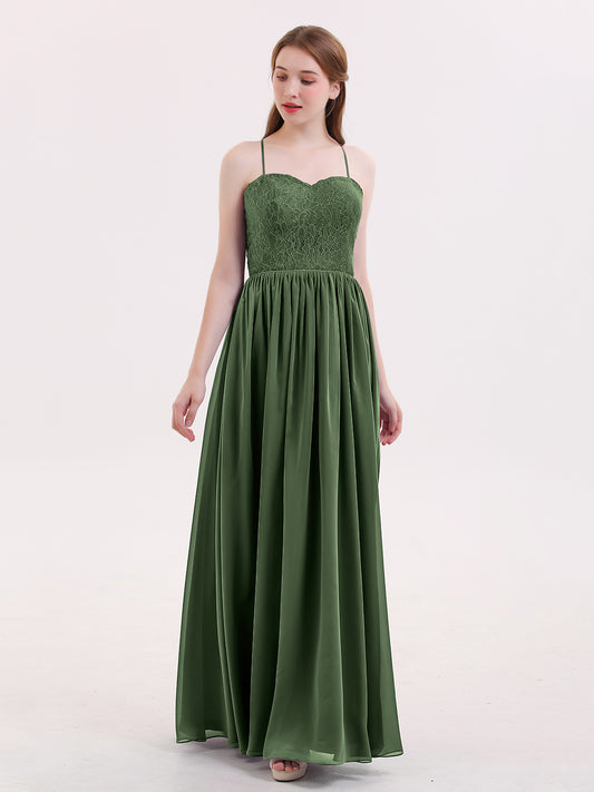 Quintina Tirante Espagueti Novio Gasa Vestido Verde Oliva Tallas Grandes