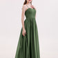 Quintina Tirante Espagueti Novio Gasa Vestido Verde Oliva Tallas Grandes