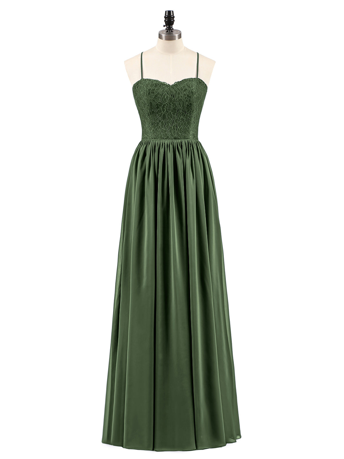 Quintina Tirante Espagueti Novio Gasa Vestido Verde Oliva Tallas Grandes
