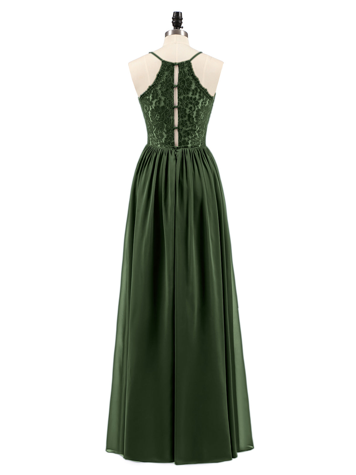 Quintina Tirante Espagueti Novio Gasa Vestido Verde Oliva Tallas Grandes