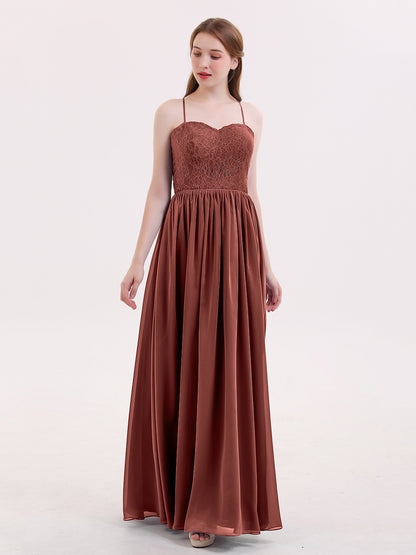Quintina Tirante Espagueti Novio Gasa Vestido Terracota Tallas Grandes