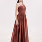 Quintina Tirante Espagueti Novio Gasa Vestido Terracota