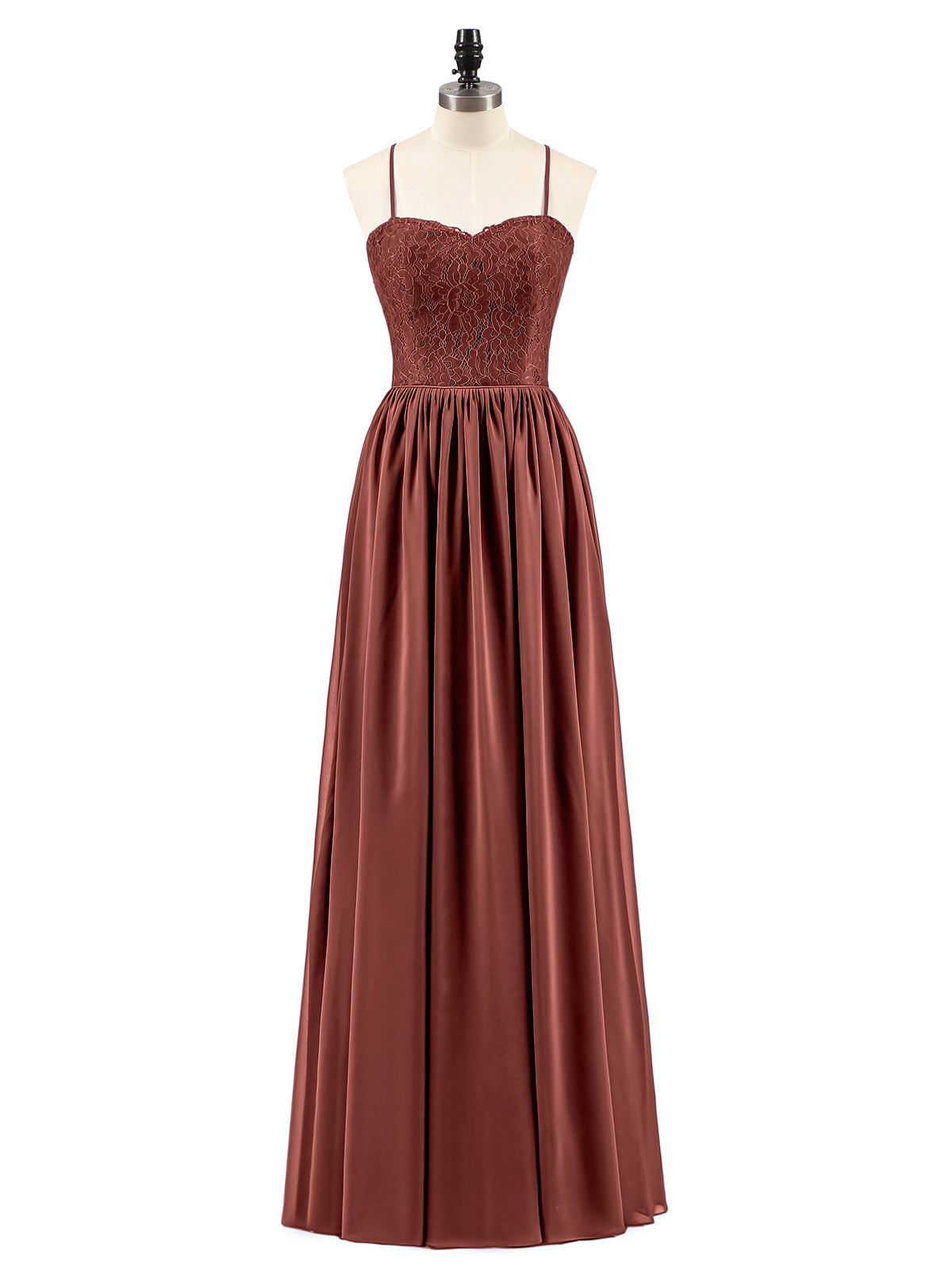 Quintina Tirante Espagueti Novio Gasa Vestido Terracota Tallas Grandes