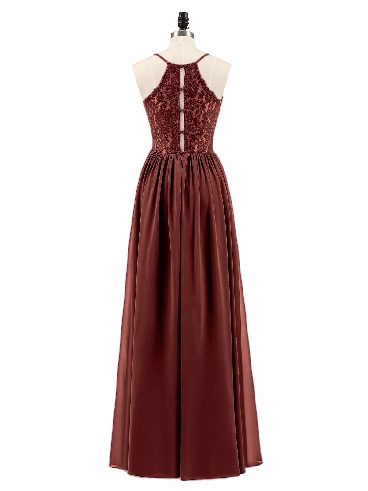 Quintina Tirante Espagueti Novio Gasa Vestido Terracota