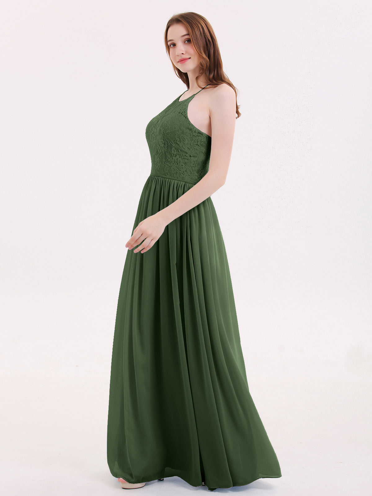 Renata Espejismo Encaje Y Gasa Maxi Cortes Verde Oliva Tallas Grandes