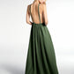 Vestido sexy maxi de chiffon con cuello halter y espalda baja Verde Oliva Tallas Grandes