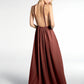 Vestido sexy maxi de chiffon con cuello halter y espalda baja Terracota Tallas Grandes