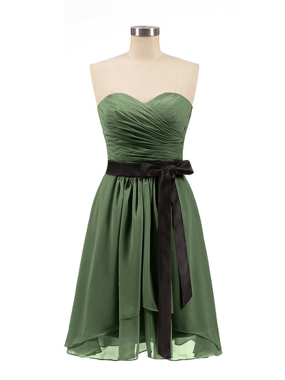 Rosemary Novio Corto Vestido Con Faja Negra Verde Oliva Tallas Grandes