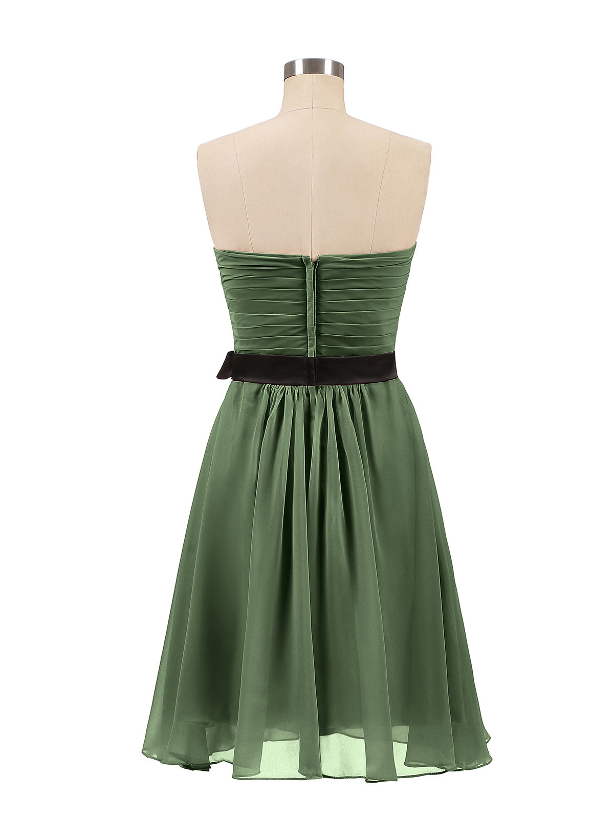Rosemary Novio Corto Vestido Con Faja Negra Verde Oliva Tallas Grandes