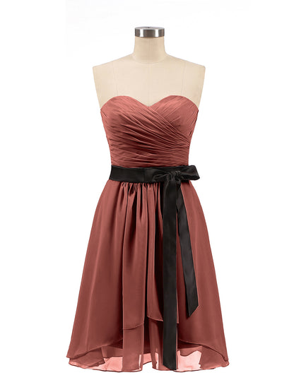 Rosemary Novio Corto Vestido Con Faja Negra Terracota Tallas Grandes