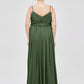 Vestidos de chiffon con tirantes finos y escote en corazón Verde Oliva Tallas Grandes