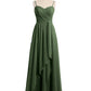 Vestidos de chiffon con tirantes finos y escote en corazón Verde Oliva Tallas Grandes